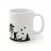 [Ceramic Duck Hunter Mug] 1pc Ceramic Duck Hunter & Dog Silhouette Novelty Coffee Mug - 11oz Hunting Sports