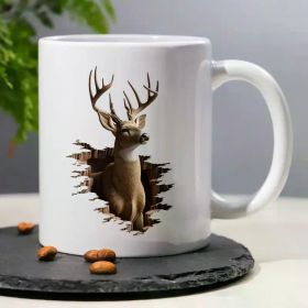 1pc Unique Deer Peek-a-Boo Ceramic Mug - 11oz Insulated Coffee Cup with Forest Design, Ideal Gift for Hunting & Deer