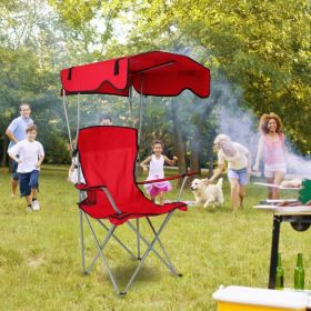 Camping Chair With Sunshade, Foldable Portable Rain Shelter Chair, Supports 330LBS, Banned On Walmart Platform (Color: Red)