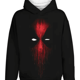Printed Hooded Sweatshirt (Option: Black-S)