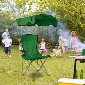 Camping Chair With Sunshade, Foldable Portable Rain Shelter Chair, Supports 330LBS, Banned On Walmart Platform (Color: Green)
