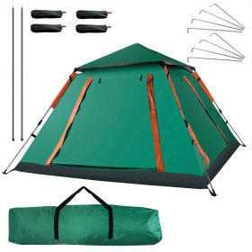 Muti-Person Outdoor Automatic Quick Opening Camping Tent with Mesh Windows. Made of Oxford Fabric (Color: Green)