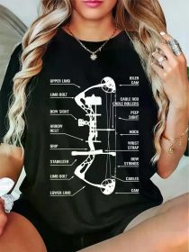 Fashion Tshirt Anatomy of Archery Bow Hunting - Bowhunting T-Shirt (Color: Black, size: L)