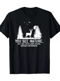 Gifts For Hunters Men, You See Nature Funny Deer Hunting T-Shirt220g (Color: Black, size: XL)