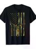 Camo US Flag Deer Skull Vintage Hunting Patriotic Hunt Dad T-Shirt