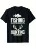 Men's Black Hunting & Fishing Graphic T-Shirt - "Fishing Solves Most of My Problems" Print, Durable Anti-Shrink
