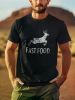 Funny Joke Hunting Shirt - Men's Front Printed Short Sleeve T-Shirt Top - Fast Food Deer - Gifts for Hunters, 1 pc