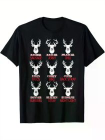 1pc Mature Style Men'S Cotton T-Shirt with Deer Hunting Graphic, Geometric Pattern, Short Sleeve, Crew Neck, Regular Fit, Digital Print, All Seasons (Color: Black, size: S)