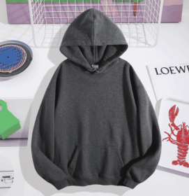 270G Fleece Hooded Sweatshirt With Rope S-2XL, POD Can Be Customized Including Embryo And Print (Option: Grey-S)